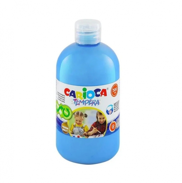 Flacon Carioca Tempera - 500 ml - Couleurs superlavables - Facile à mélanger - Applicable sur matériaux poreux - Haute opacité - Couleur Bleu