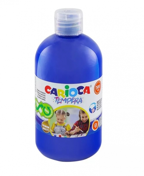 Flacon Carioca Tempera - 500 ml - Couleurs superlavables - Facile à mélanger - Applicable sur matériaux poreux - Haute opacité - Couleur Bleu