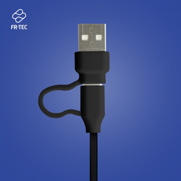 FR-TEC Câble de Charge USB-C vers USB-C avec Adaptateur USB-A - Compatible avec Ports PS5 - Longueur 3m - Couleur Noir