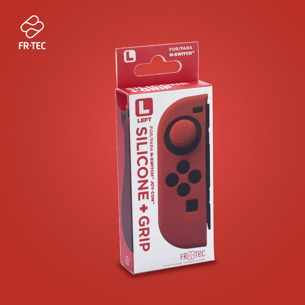 FR-TEC Coque de protection en silicone Joycon Skin + Grip gauche - Grip pour une meilleure adhérence et précision - Protection contre les rayures - Améliorez et personnalisez votre expérience de jeu - Couleur rouge