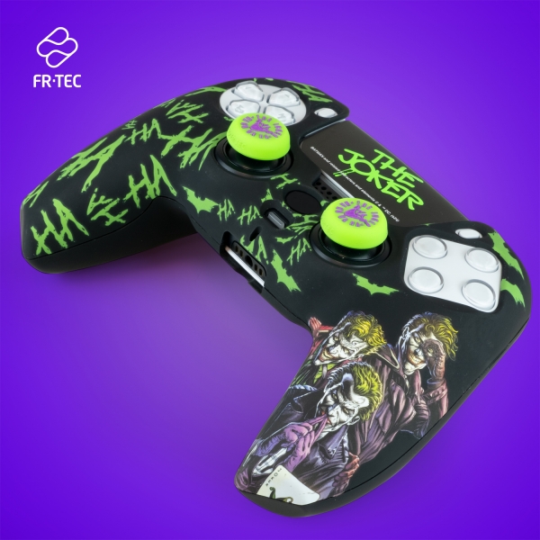 FR-TEC Joker Pack pour manette PS5 avec coque rigide + autocollant pour pavé tactile + poignées – Brille dans le noir – Améliore la sensation tactile