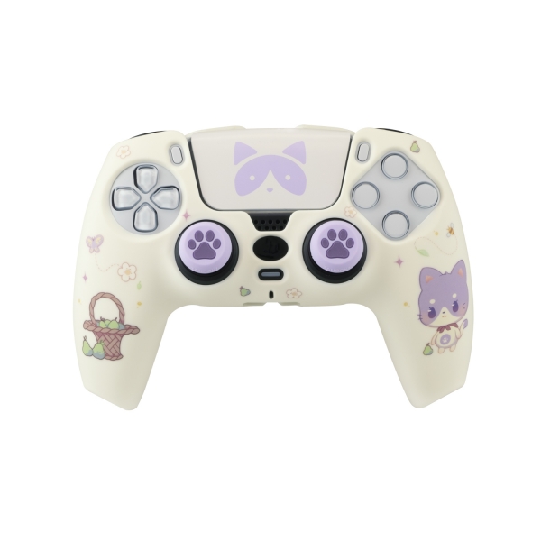 FR-TEC Maneki Tanooki Pack pour Manette PS5 avec Coque Rigide + Autocollant pour Touchpad + Grips - Améliore la Prise en Main et la Sensation Tactile