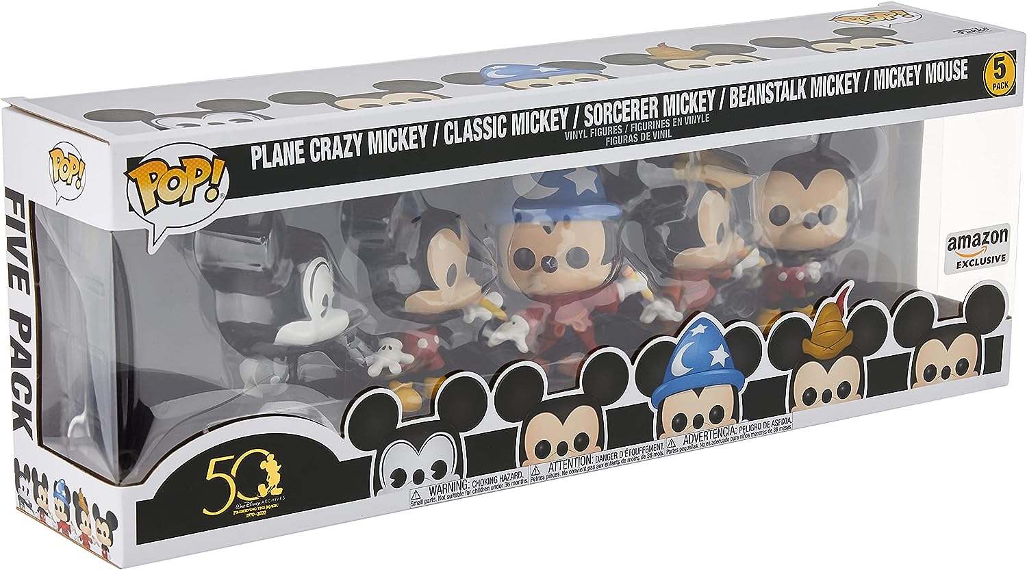 Funko Pop Disney Files Premium Pack 5 Figurines Classiques Mickey Mouse - Figurines Vinyle - Hauteur 9,5 cm env.