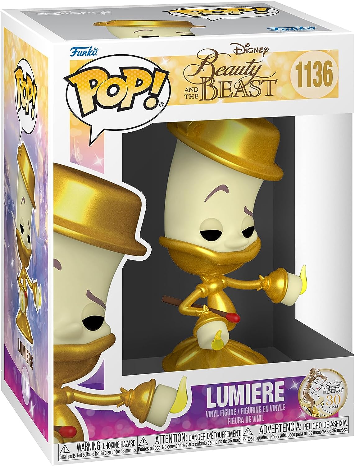 Funko Pop Disney La Belle et la Bête Lumière - Figurine Vinyle - Hauteur 9,5cm env.