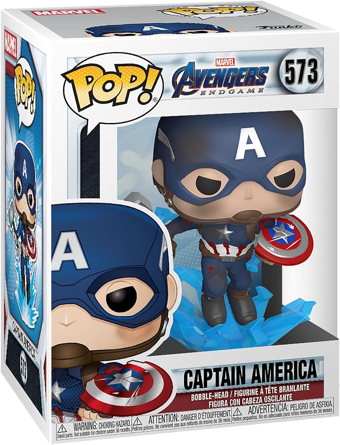 Funko Pop Marvel Avengers Endgame Captain America avec Bouclier Brisé et Mjolnir - Figurine Vinyle - Hauteur 9cm env.