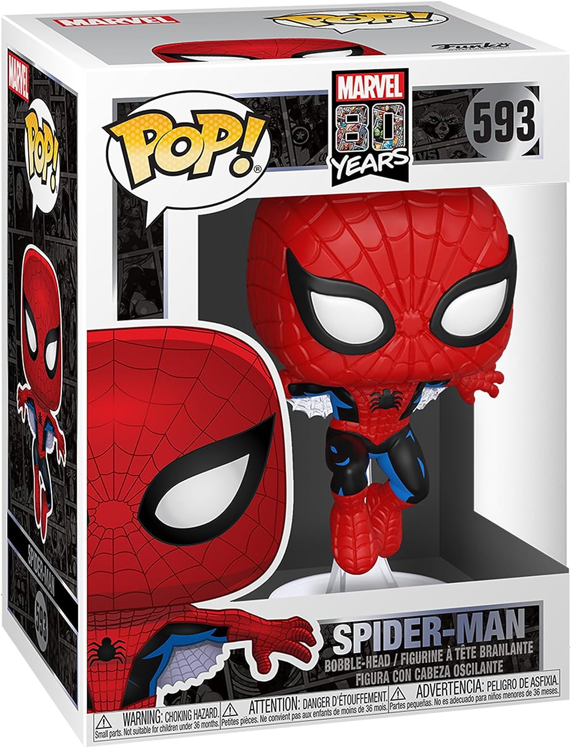 Funko Pop Marvel Spider-Man 80ème Première Apparition - Figurine Vinyle - Hauteur 9cm env.