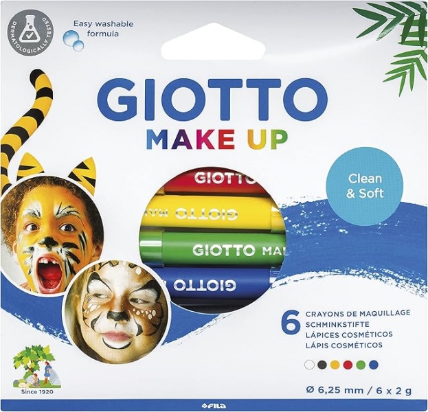 Giotto Make Up Classic Pack de 6 crayons cosmétiques - Se lave à l'eau - Testé dermatologiquement - Couleurs classiques assorties