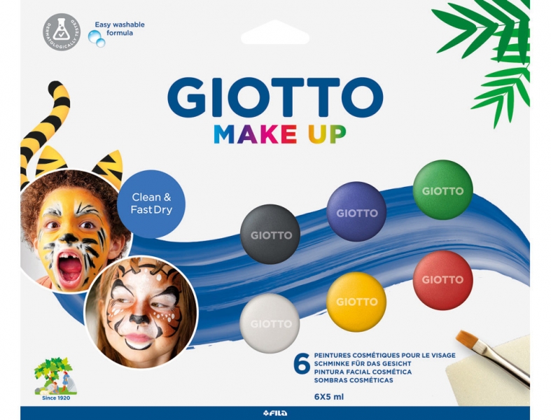 Giotto Make Up Classic Pack de 6 maquillages pour le visage - Se lave à l'eau - Testé dermatologiquement - Couleurs classiques assorties