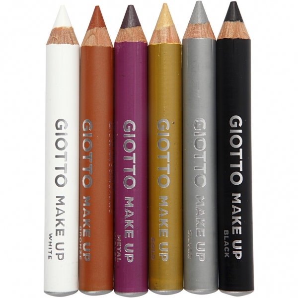 Giotto Make Up Metallic Pack de 6 crayons cosmétiques - Se lave à l'eau - Testé dermatologiquement - Couleurs métalliques assorties