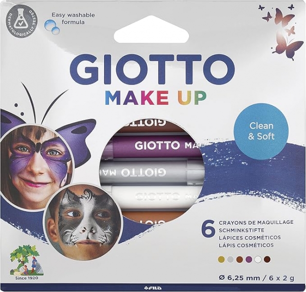 Giotto Make Up Metallic Pack de 6 crayons cosmétiques - Se lave à l'eau - Testé dermatologiquement - Couleurs métalliques assorties