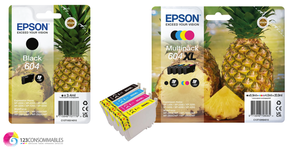 Cartouche pour EPSON 604XL Ananas Compatible Multipack x 8