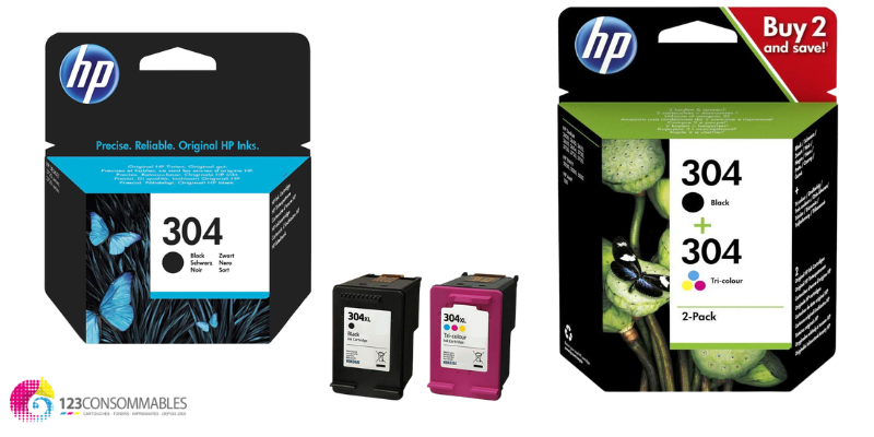 HP Deskjet 3700 series : Pack HP 304 - Pack de Cartouches d'encre HP 304  Couleur et Noire originales 