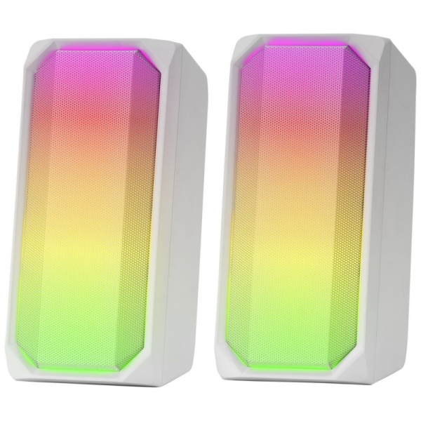 Haut-parleurs de jeu Mars Gaming MSRGB - Puissance 15 W - RGB FULL MESH - Bluetooth 5.0 - Son multi-niveaux DSP - Boîtier de commande tactile - Couleur blanche