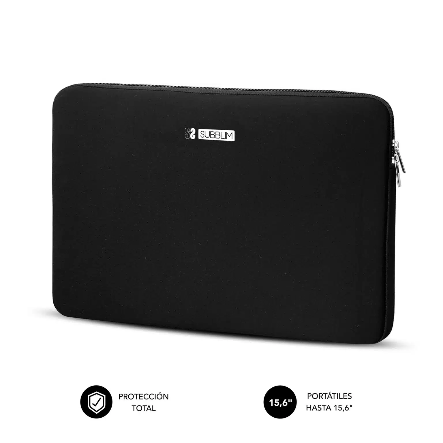 Housse en néoprène Subblim Skin pour ordinateur portable 15,6" - Fermeture à glissière - Noir