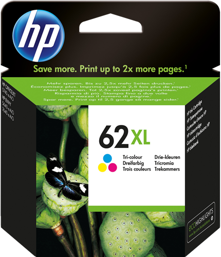 HP 62 Cartouche d'encre tricolore d'origine (C2P06AN) 