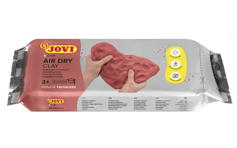 Jovi Air Dry Tablette de pâte à modeler durcissante à l'air - Toucher frais - Facile à mouler - Multi-surfaces - Séchage en 24H - Finition fine - Couleur rose