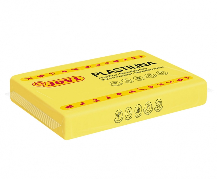 Jovi Boite de 15 Comprimés de Pâte à Modeler 350gr - Pâte Végétale - Ne dessèche pas - Sans Gluten - Inoffensif - Facile à mouler - Idéal pour les figures volumineuses - Couleur Jaune