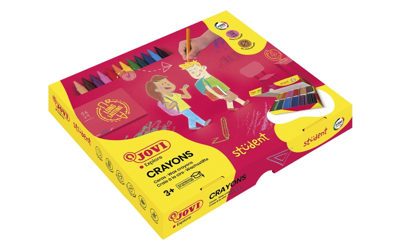 Jovi Crayons Student Boîte de 300 crayons en plastique - Très résistants - Finition brillante - Couleurs miscibles - Ils ne sentent pas et ne tachent pas - Longue durée - Couleurs assorties