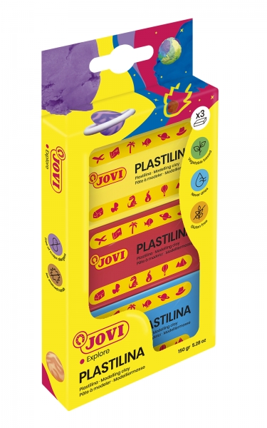 Jovi Etui de 3 Comprimés de Pâte à Modeler 50gr - Ne sèche pas - Sans gluten - Facile à façonner - Sans allergène - Non toxique - Couleurs Assorties