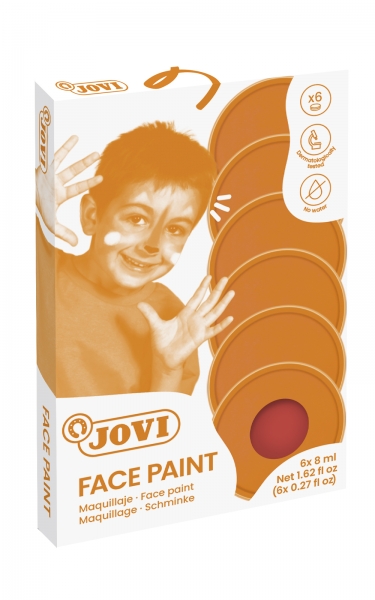 Jovi Etui de 6 Flacons 8 ml Crème de Maquillage - Hypoallergénique - Base Huileuse - Application Facile - Excellente Couvrance - Couleurs Mélangeables - Sans Paraben - Retrait Facile - Séchage Rapide - Couleur Rouge