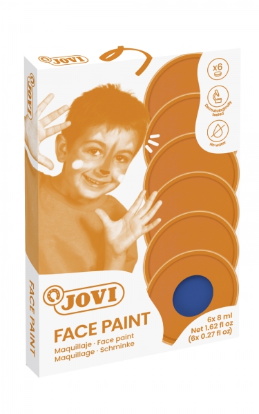 Jovi Etui de 6 Flacons Crème de Maquillage 8 ml - Hypoallergénique - Base grasse - Application et retrait faciles - Excellente couvrance - Miscible - Sans parabènes ni allergènes - Couleur Bleu Foncé