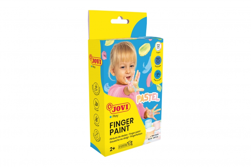 Jovi Finger Paint Coffret de 6 pots de peinture au doigt - Ingrédients naturels - Miscible - Texture gélatineuse - Lavable - Sans gluten et sans allergène - Couleurs assorties