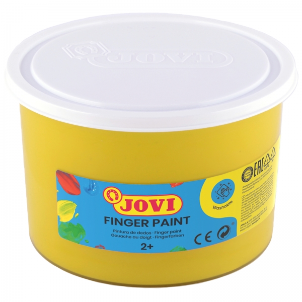 Jovi Finger Paint Peinture au doigt en pot de 500 ml - Ingrédients naturels - Couleurs miscibles - Texture gelée - Lavable - Couleur jaune