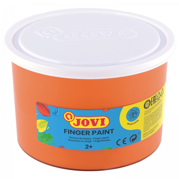 Jovi Finger Paint Peinture au doigt en pot de 500 ml - Ingrédients naturels - Couleurs miscibles - Texture gélatineuse - Lavable - Sans gluten - Non toxique - Couleur orange