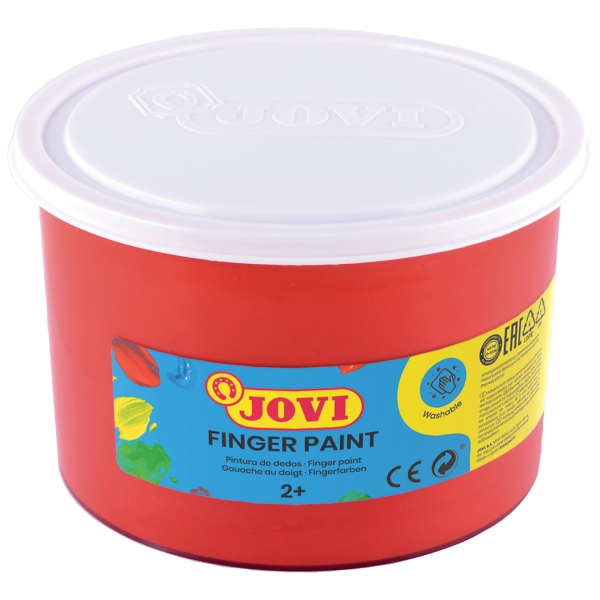 Jovi Finger Paint Peinture au doigt en pot de 500 ml - Ingrédients naturels - Couleurs miscibles - Texture gelée - Lavable - Couleur rouge