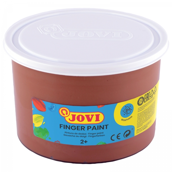 Jovi Finger Paint Peinture au doigt en pot de 500 ml - Ingrédients naturels - Couleurs miscibles - Texture gelée - Lavable - Couleur marron