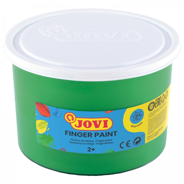 Jovi Finger Paint Peinture au doigt en pot de 500 ml - Ingrédients naturels - Couleurs miscibles - Texture gelée - Lavable - Couleur verte