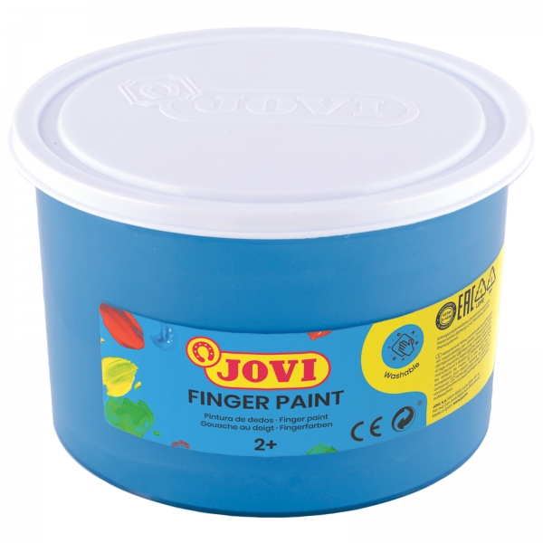 Jovi Finger Paint Peinture au doigt en pot de 500 ml - Ingrédients naturels - Couleurs miscibles - Texture gélatineuse - Lavable - Sans gluten - Non toxique - Couleur bleue