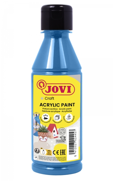 Jovi Jovidecor Peinture acrylique à base d'eau Acryl - Finition satinée - Haut pouvoir couvrant - Application polyvalente - Résistante à l'eau et au savon - Couleur bleue