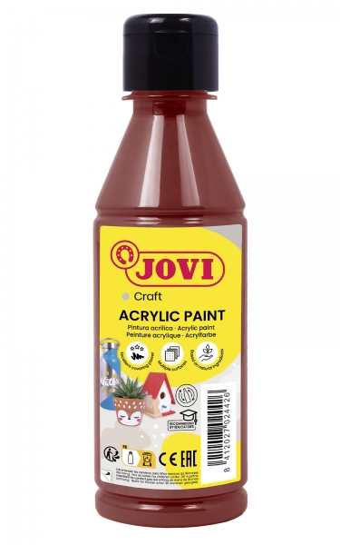 Jovi Jovidecor Peinture Acrylique Satinée Acryl - Haut Pouvoir Couvrant - Application Facile - Résistante à l'Eau et au Savon - Couleur Marron