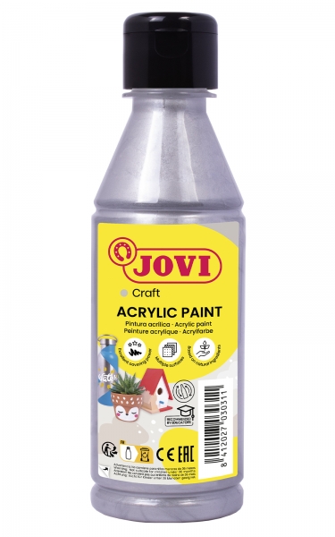 Jovi Jovidecor Peinture Acrylique Satinée Acryl - Haut Pouvoir Couvrant - Application Facile - Résistante à l'Eau et au Savon - Couleur Gris