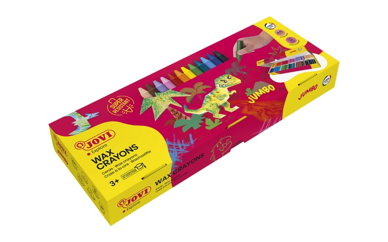 Jovi Jumbo Boite de 300 Crayons - Ne tache pas - Ne sent pas - Ne casse pas - Glisse bien - Facile à tailler - Développe la motricité fine - Couleurs Assorties