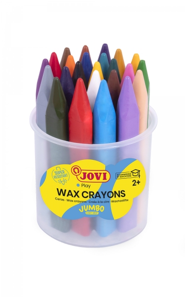 Jovi Jumbo Easy Grip Pot de 24 crayons triangulaires - Ne tache pas - Super résistant - Prise en main facile - Ligne douce - Convient aux taille-crayons - Sans allergène - Couleurs assorties