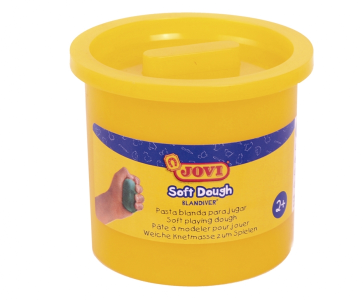 Jovi Soft Dough Blandiver Caisse de 5 Pots 110gr - Jaune. Doux - Flexible - Facile à pétrir - Idéal pour le modelage - Encourage la créativité - Développe la motricité fine - Couleur jaune