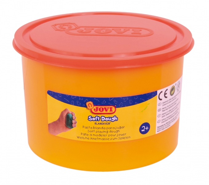 Jovi Soft Dough Blandiver Pot 460gr - Pâte à modeler Orange - Souple et flexible - Facile à pétrir et à mouler - Favorise la créativité et la motricité fine - Couleur Orange