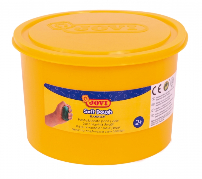 Jovi Soft Dough Blandiver Pot de 460gr - Jaune. Doux et flexible - Facile à pétrir et à mouler - Idéal pour les débutants en modelage - Favorise la créativité et la motricité fine - Couleur jaune