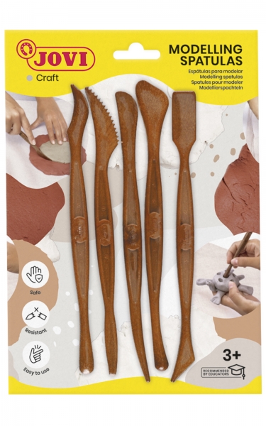 Jovi Spatules à Modeler Skin Pack 5 Modeleurs pour Argile, Boue et Pâte à Modeler - Outils de Moulage - Accessoires pour Créations Artistiques - Couleur Marron