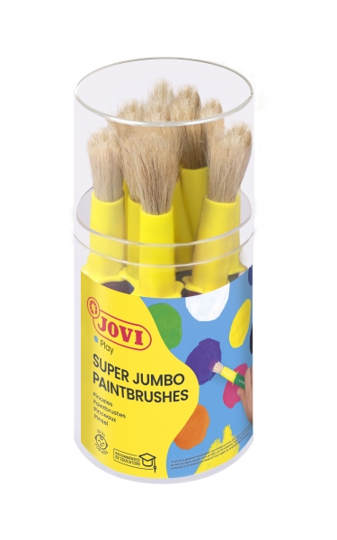 Jovi Super Jumbo Pinceaux à peinture Pot de 9 brosses à cheveux à poils épais – Manche en plastique – Ne coule pas – Nettoyage facile – Système de couronne anti-roulement – Différentes couleurs