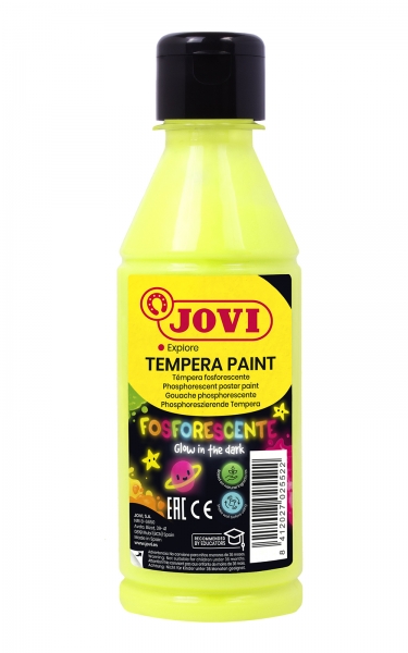 Jovi Tempera Peinture Tempera Liquide Phosphorescente - Brille dans le Noir - Séchage Rapide - Excellente Adhérence - Prête à l'Emploi - Couleur Verte