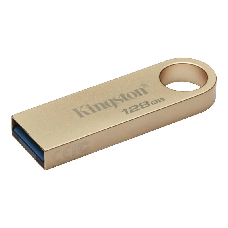 Kingston DataTraveler SE9 G3 USB-A 3.2 Gen 1 Mémoire 128 Go - Lecture 220 Mo/s - Design métallique - Couleur Or (Pendrive)