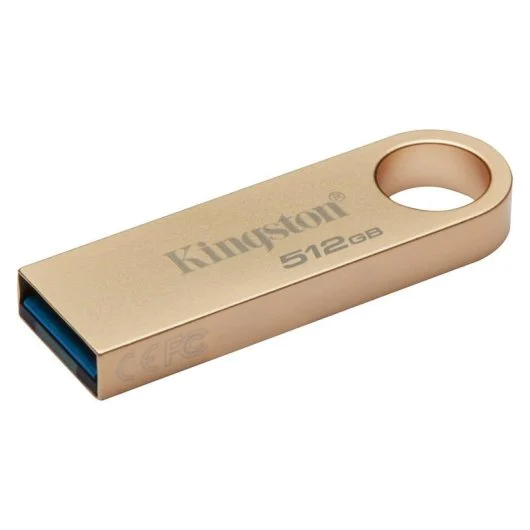 Kingston DataTraveler SE9 G3 USB-A 3.2 Gen 1 Mémoire 512 Go - Lecture 220 Mo/s - Design métallique - Couleur Or (Pendrive)