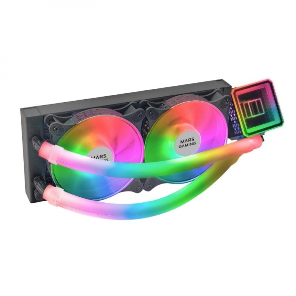 Kit de refroidissement liquide Mars Gaming ML-ULTRA240 - Éclairage ARGB 360º - Pompe OPTI-CHAMBER 3ème GEN - TDP 500W - Compatibilité universelle - Ventilateurs silencieux - Couleur noire