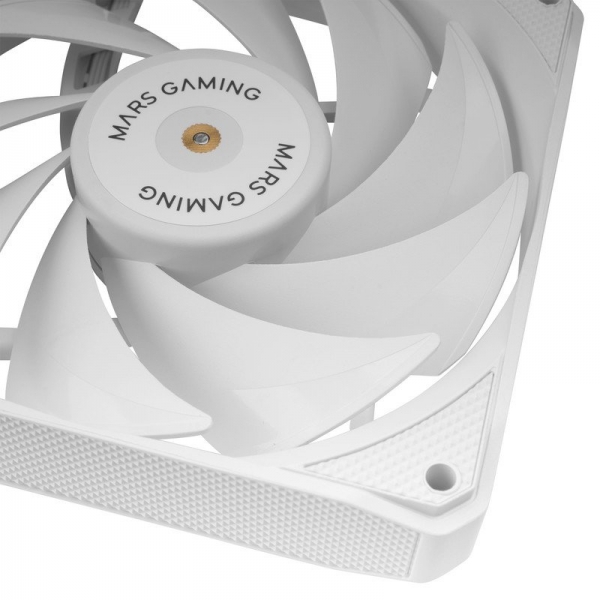 Kit de ventilateur Mars Gaming MF-NCLX2 - Pales hybrides - Roulements FDB en cuivre - Coussinets anti-vibrations - Connexion PWM - Débit d'air 72 CFM - Silencieux 12 dB - Couleur blanche