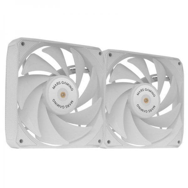 Kit de ventilateur Mars Gaming MF-NCLX2 - Pales hybrides - Roulements FDB en cuivre - Coussinets anti-vibrations - Connexion PWM - Débit d'air 72 CFM - Silencieux 12 dB - Couleur blanche