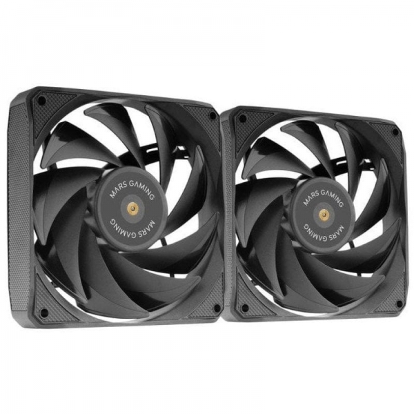 Kit de ventilateur Mars Gaming MF-NCLX2 PWM - Pales hybrides - Roulements FDB en cuivre - Coussinets anti-vibrations - Contrôle précis de la vitesse - Débit d'air 72 CFM - Couleur noire