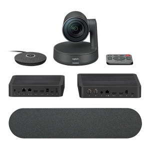 Kit de visioconférence Logitech Rally Caméra PTZ Ultra HD 4K USB-C 3.0 - Haut-parleur avec annulation d'écho - Microphone avec portée jusqu'à 4,5 m - Hub d'affichage et hub de bureau - Télécommande - Couleur noire